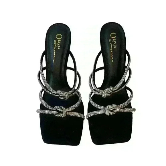 Black & Shiny diamonds /women sandals/ Size Us 8.5 - Picture 2 of 7